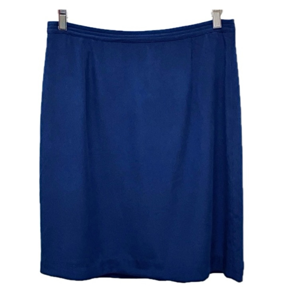 Vintage silk pencil skirt, knee length, blue, 14